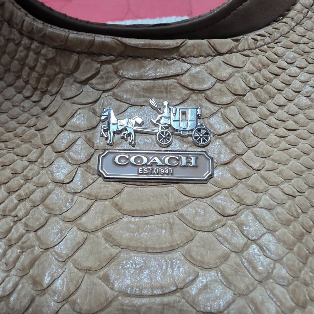Maddison Embossed Maggie Python Coach Bag - image 4